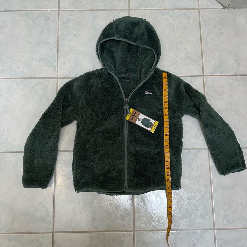 NWT Eddie Bauer Youth Plush Zip Up Green Hoodie Size Small - Picture 4 of 7